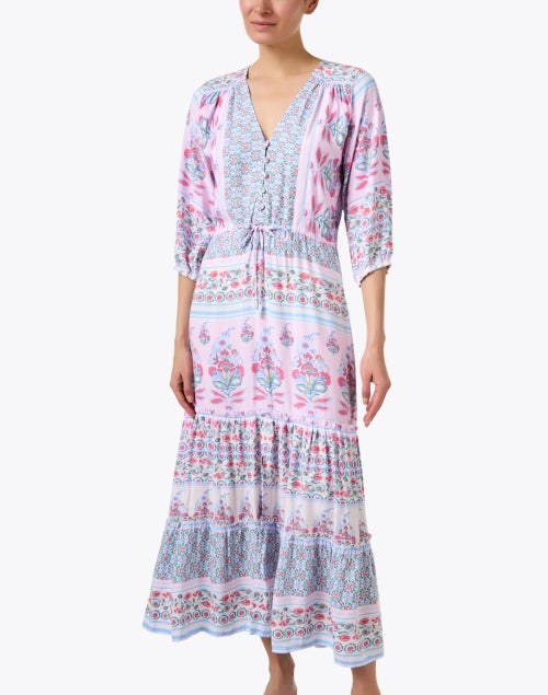 Stylish Carrie Pink Printed Rayon Midi Dress by Walker & Wade