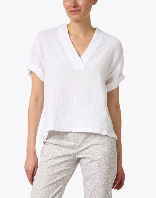 Avery Women's Lightweight White Cotton V-Neck Summer Top