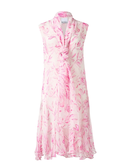 Elegant Celhia Pink Floral-Print Knee-Length Dress