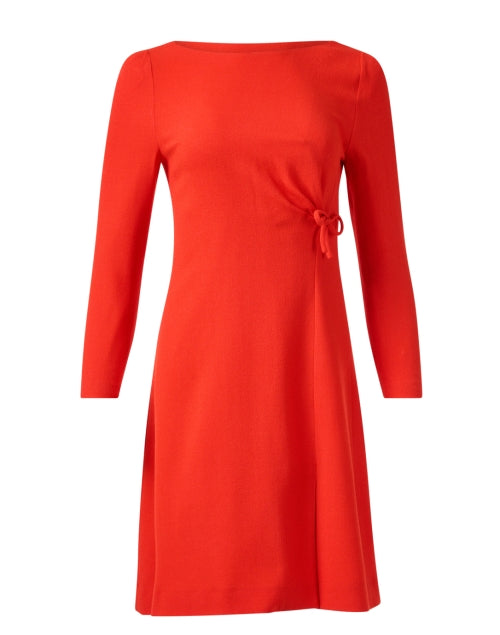 Stylish Vale Red Wool Crepe Women's Dress for Elegant Occasions