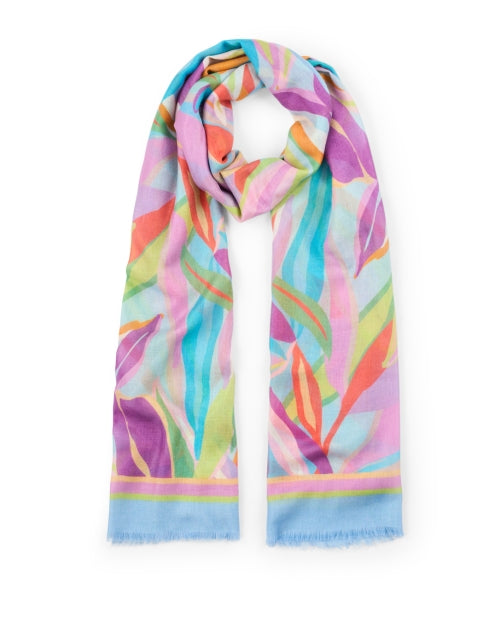 Luxurious Palm Patterned Silk-Cashmere Blend Scarf - A Fashionable Neck Accessory
