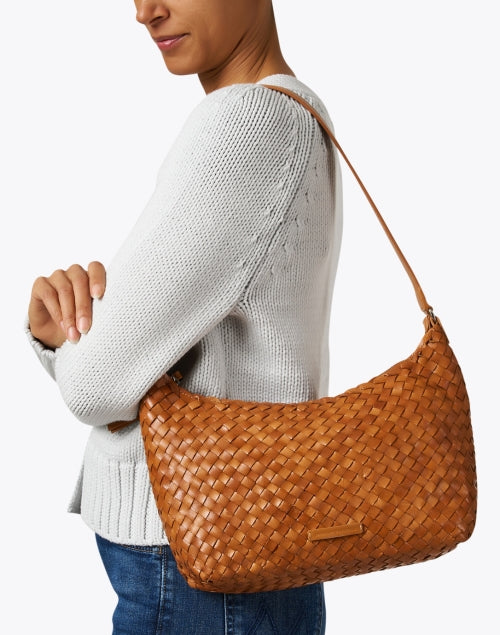 Stylish Brown Woven Leather Etta Shoulder Bag for Fashionable Look