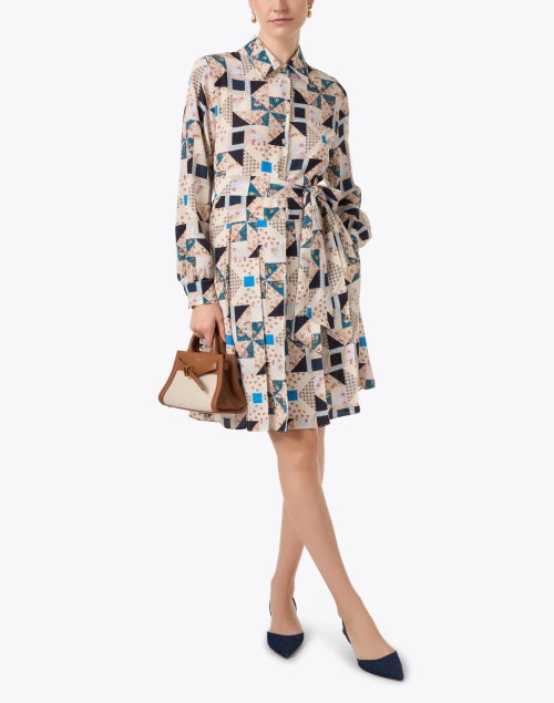Patrik Geometric Patterned Silk Women's Mini Dress for Weekdays and Weekends