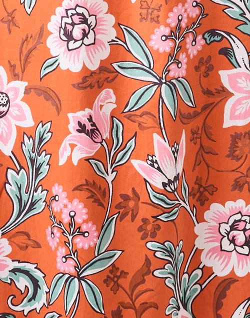 Banjanan's Feminine Marlene Orange Floral Print Day Dress