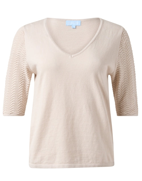 Caroline Beige Delicate Pointelle Knit Sweater for Women