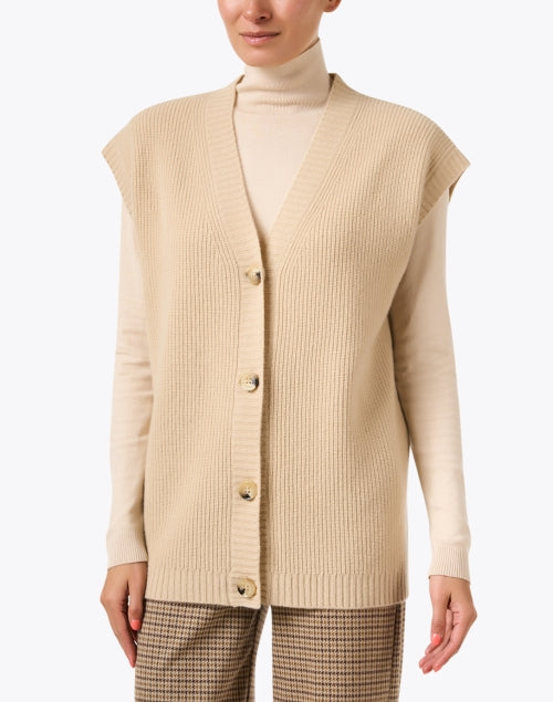 Pesco Beige Wool Waistcoat-style Sweater for a Stylish Layered Look