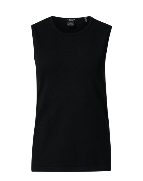 Chic Black Semi - Relaxed Sleeveless Crew - Neck Top