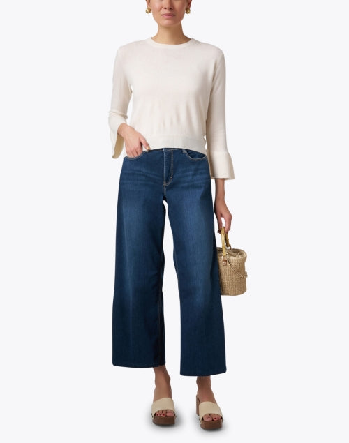Dreamy Blue Stretch Cotton Wide Leg Women's Jeans