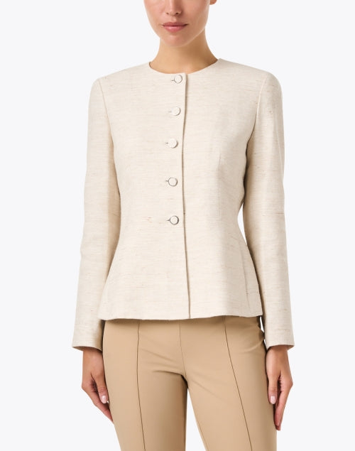 Elegant Ivory Front-Buttoned Women's Jacket by Lafayette 148 New York