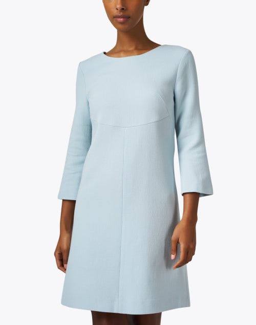 Stylish Blue Halo Wool Women's Dress