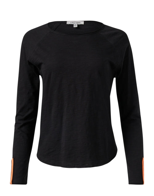 Stylish Women's Black Cotton Mesh Striped Knit Top