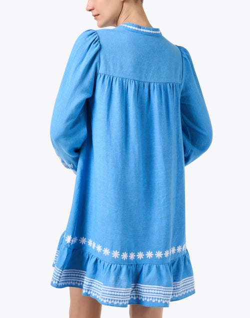 Stylish Marina Blue and White Embroidered Women's Dress for Various Occasions
