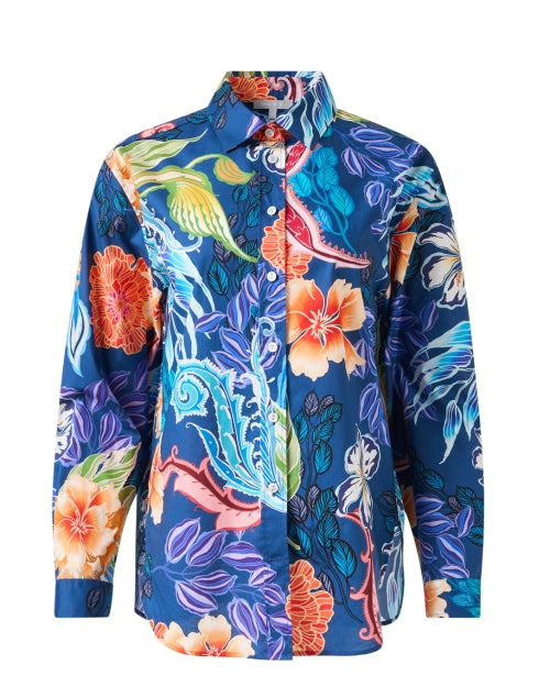 Stretchy Cotton Halsey Tropical Multi - Floral Print Top