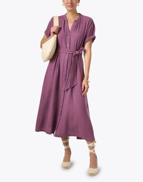 Stylish Washed Purple 100% Cotton Gauze Cate Dress