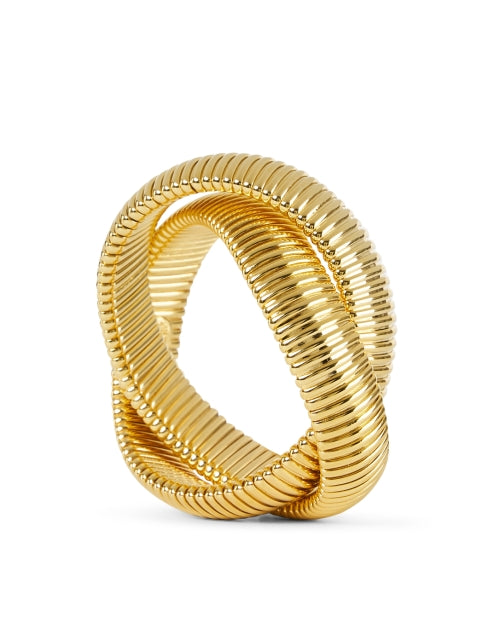 Eighteen Karat Gold Plated Twisted Cobra Design Bracelet - A Wardrobe Essential Jewelry Piece