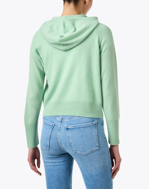 Luxurious Green Cashmere Zip-Up Hoodie Jacket for Relaxed Wear
