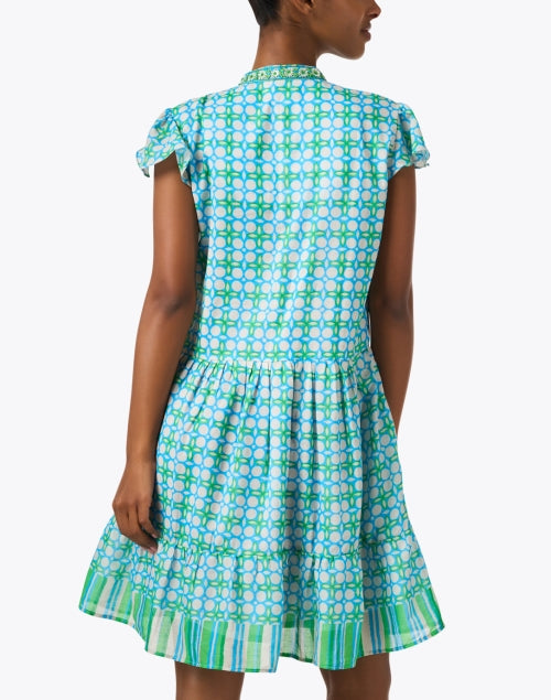 Stylish Green and Blue Multi - Printed Mini Dress