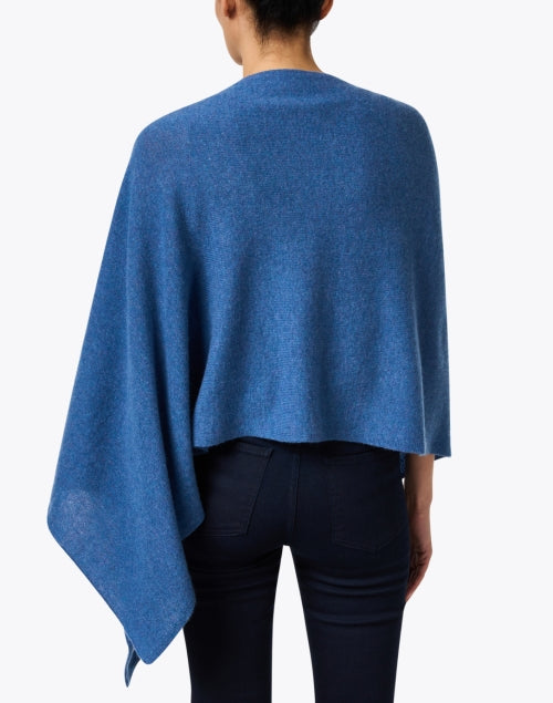 Heathered Blue Cashmere Women's Poncho Ruana for Transitional Months