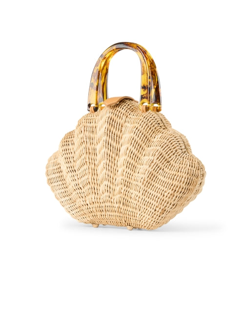 Poolside Handmade The Coquille Natural Wicker Rattan Shell-shaped Travel Bag