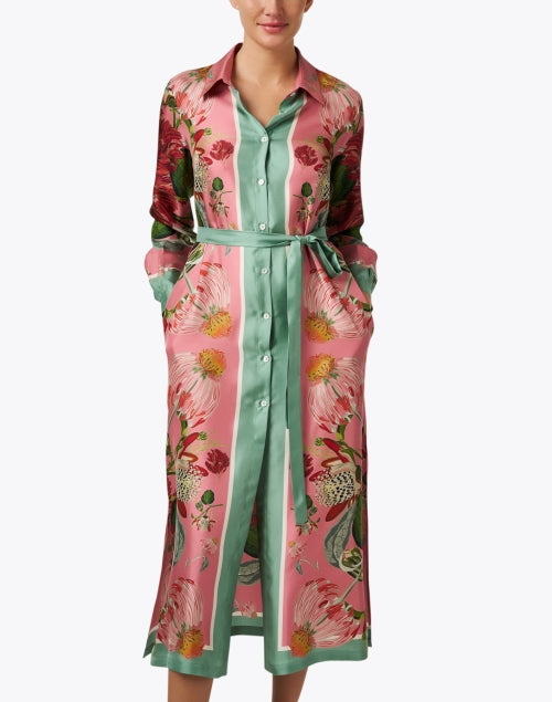 Stylish Multi Floral Silk Women's Shirt Dress for New Season