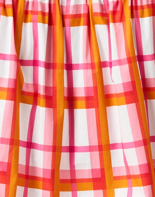 Stretchy Orange and Pink Plaid Cotton Shirt for Spring and Summer