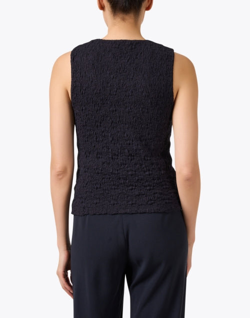 Navy Blue Smocked Design Sleeveless Women's Fashion Top