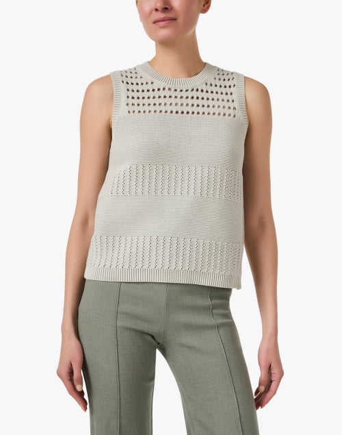 Stylish Beige Textured Sleeveless Knit Top for Transitional Season