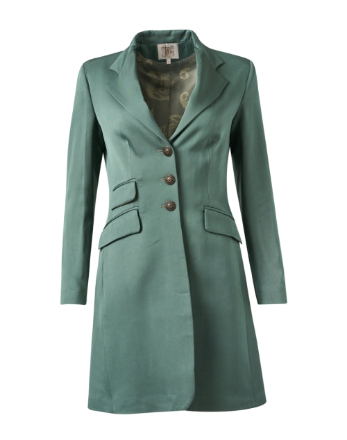 Stylish Teal Blue Classic Short Equestrian-Inspired Coat