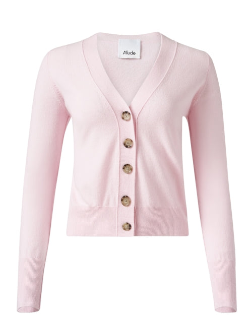 Allude Women's Fashionable Pink Knit Wool and Cashmere Blend Cardigan