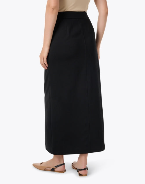 Stylish Black Ponte Skirt with Front Slit for Work to Weekend