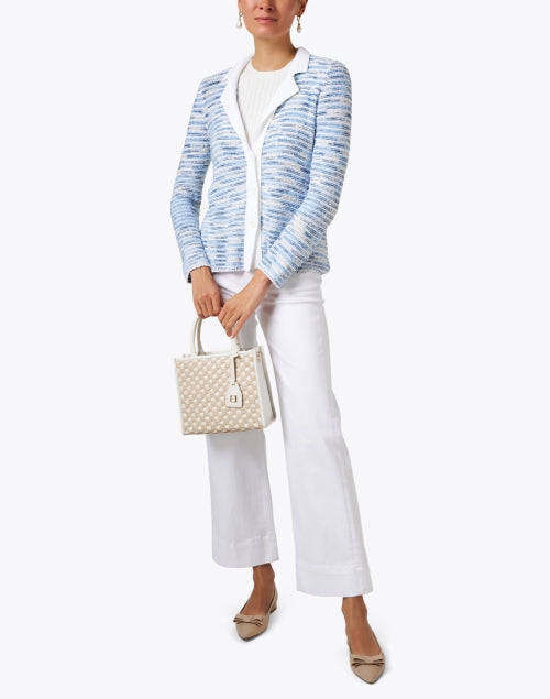 Olimpia Blue and White Knit Heathered Stylish Jacket