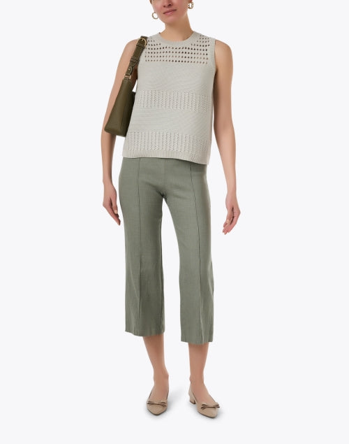 Stylish Beige Textured Sleeveless Knit Top for Transitional Season