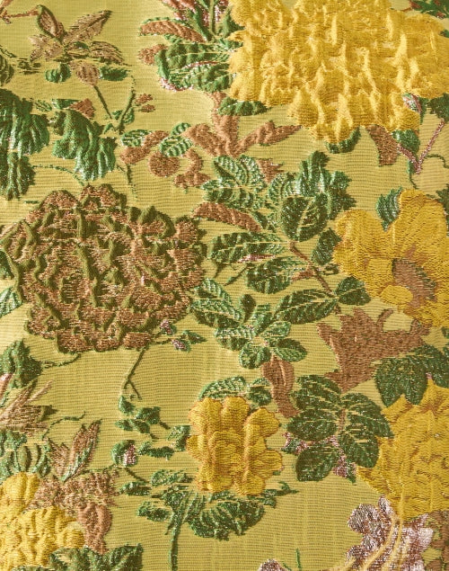 Belmond Feminine Yellow Floral Matelasse Blouse Top