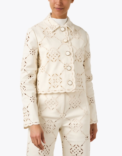 Veronica Beard's Elegant Ivory Cropped Cutout Adelaide Jacket