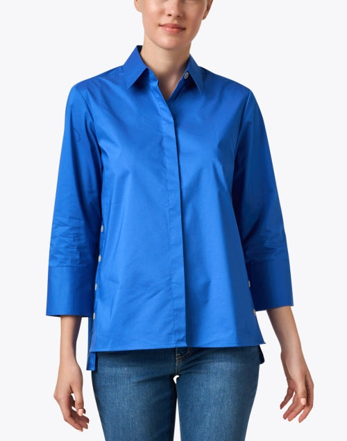Stylish Blue Stretch Cotton Maxine Shirt for Everyday Wear