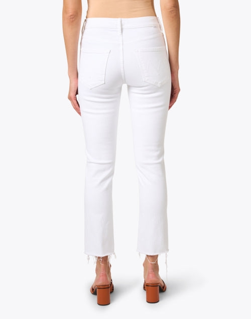 Stunning Stretch White Ankle Fray Straight - Leg Denim Jeans