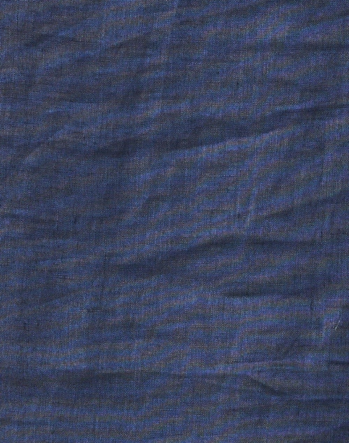 Navy Blue and Rose Pink Embroidered Women's Linen Summer Dress