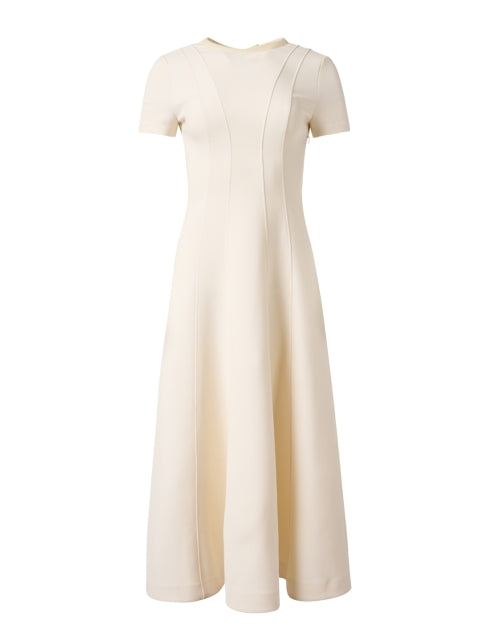 Elegant Ivory Fit-and-Flare Midi Dress for Formal Occasions