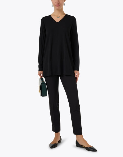 Stylish Black Stretch Jersey Relaxed-Fit Tunic Top