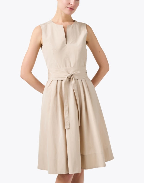 Stylish Beige Cotton A-Line Women's Dress