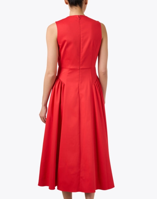 Stylish Red Cotton Poplin Grayson Fit-and-Flare Dress