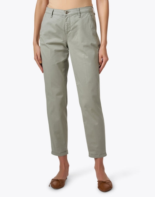 Stylish Green Stretch Cotton Straight Leg Pants for Active Women