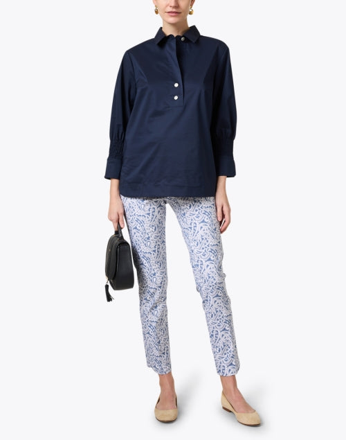 Stylish Navy Stretch Cotton Morgan Shirt by Hinson Wu