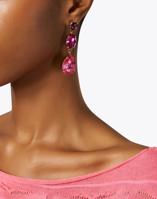 Stunning Aleena Fuchsia Crystal Drop Gold-Plated Brass Earrings