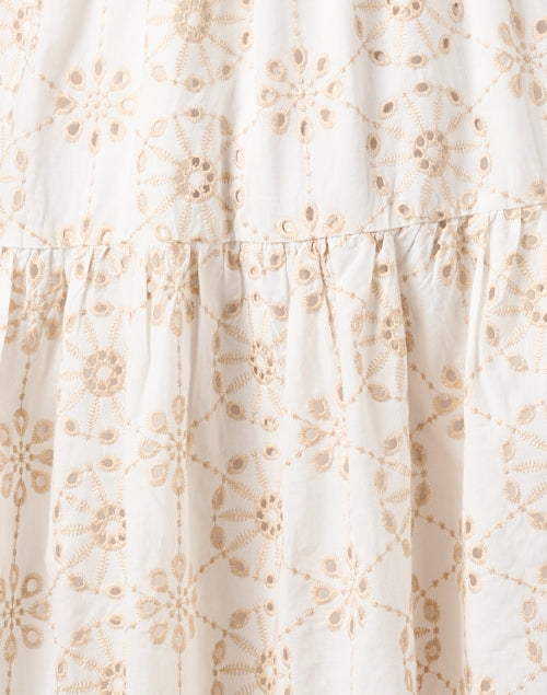 Abbey Glass Sadie Cotton Eyelet Dress in White and Beige