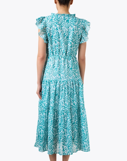 Stylish Cyprus Blue Floral Printed Midi Dress for Women