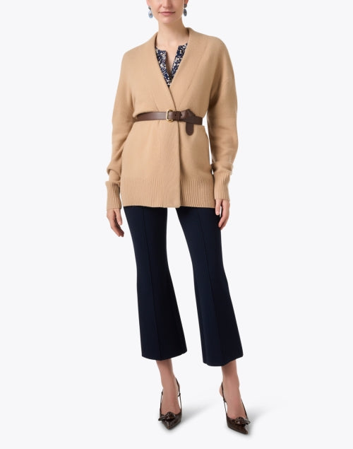 Stylish Amber Camel-Colored Cashmere Women's Cardigan for Layering