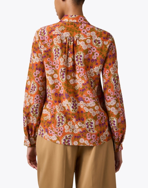 Weekend Max Mara Women's Belfast Silk Blouse with Stunning Orange Print