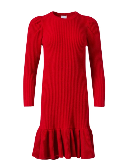 Stylish Doyle Red Wool-Cashmere Blend Knit Sweater Dress for Fall