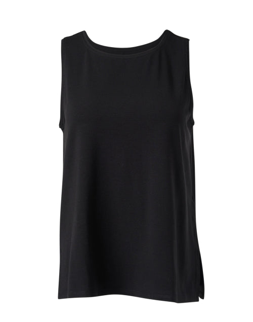 Stylish Black Stretch Jersey Knit Sleeveless Tank Top